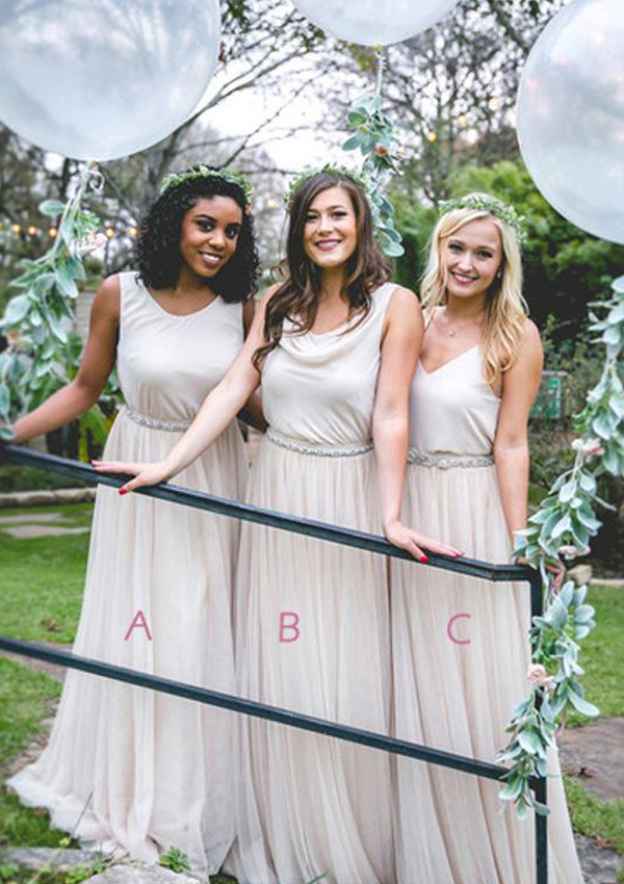 A-Line/Princess Square Neck Floor-Length Maternity Bridesmaid Dresses with Split Side & Pleats