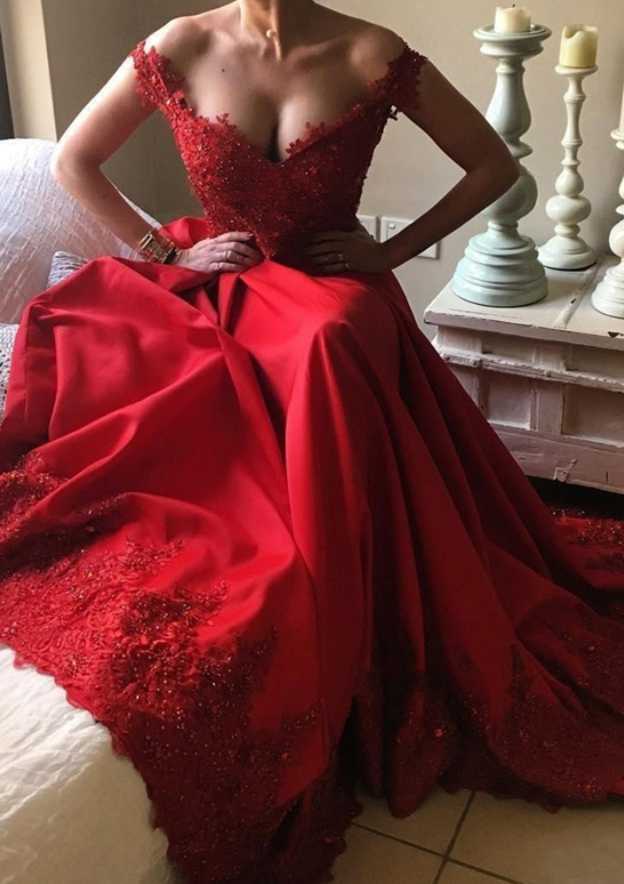A-Line/Princess Chapel Train Evening Dresses