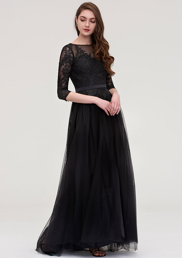 chinese dress ladies Plus Off Shoulder 3/4 Sleeves Sequin A Line Dress Black / 5XL main image 1