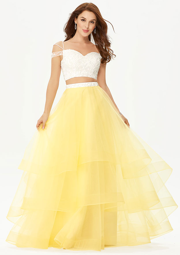 A-Line Satin Sweetheart Floor Length Lace-Up Prom Dress Peach main image 1
