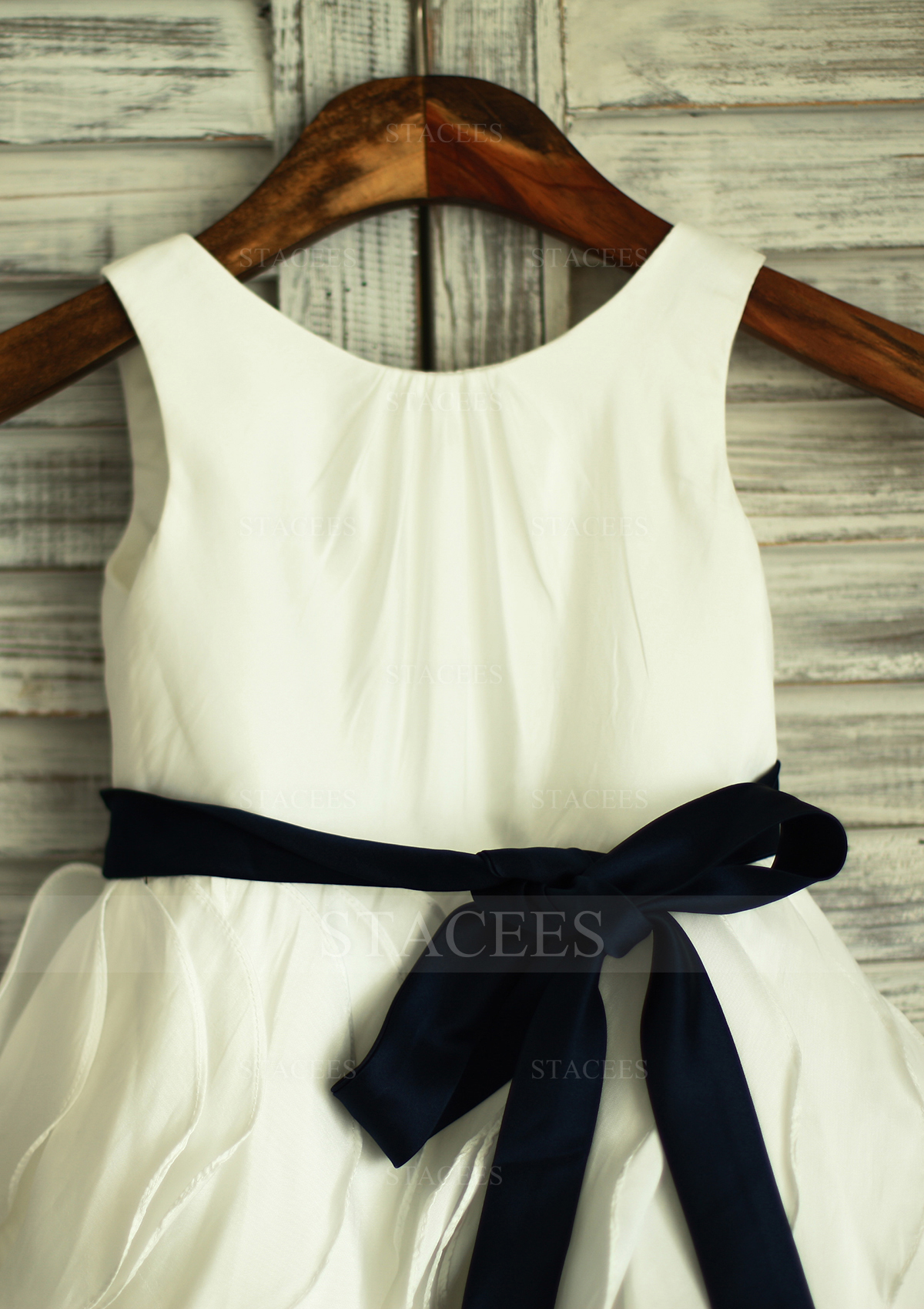princess polly baby blue dress A-line/Princess Scoop Neck Knee-Length Satin Flower Girl Dress With Sashes  Ruffles - Flower Girl Dresses