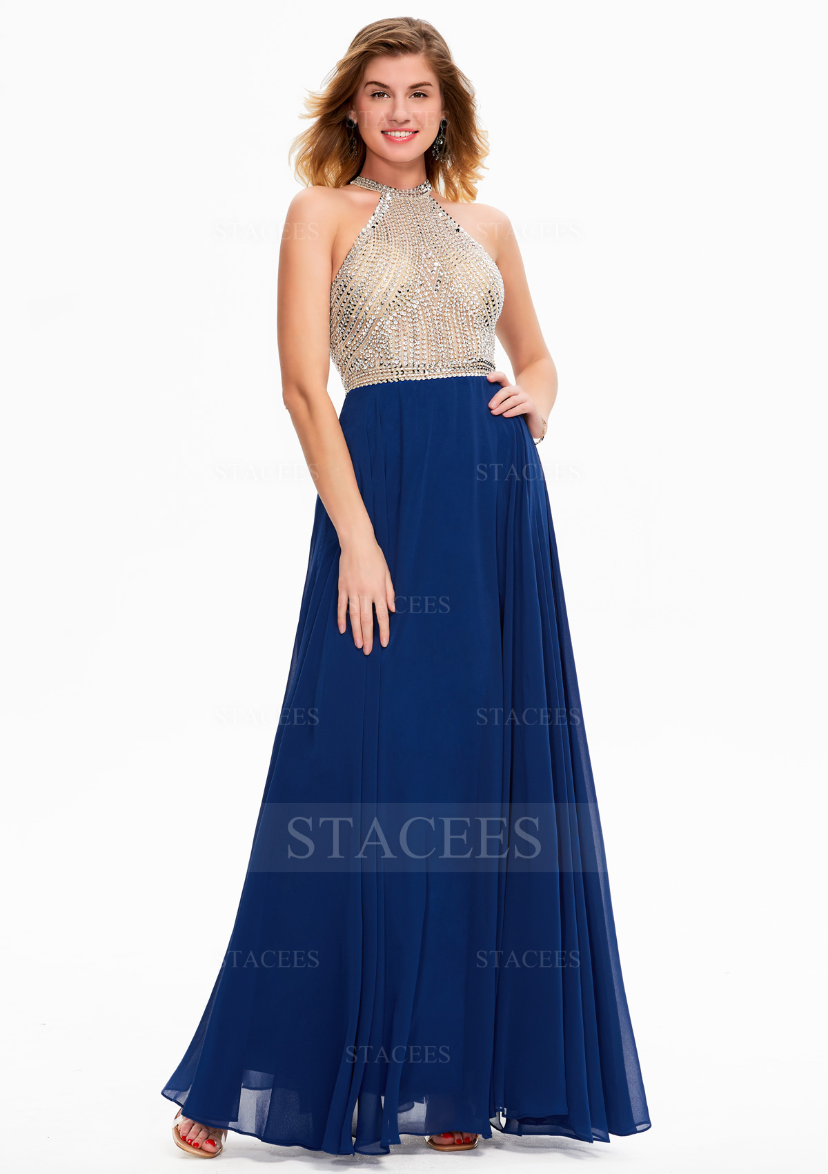 princess polly baby blue dress 🌟 Timeless Navy Blue Pleated Formal Gown GLGL3792 main image 0