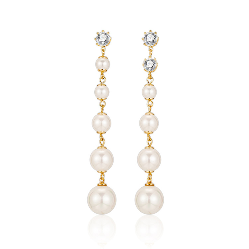 3点set〈万華・クリームパール×ラピスラズリ＆beige〉 Charming Wedding Cubic Zirconia Pearl Earrings - Jewelry