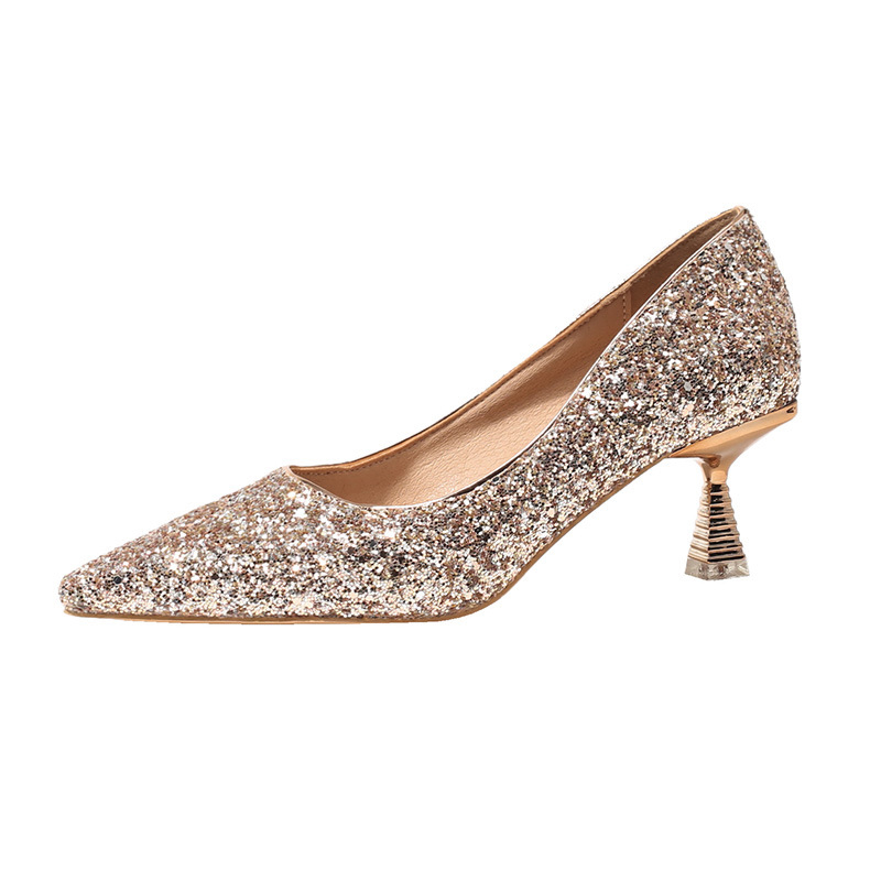 Sparkling Glitter Close Toe Stiletto Heel Wedding Shoes With