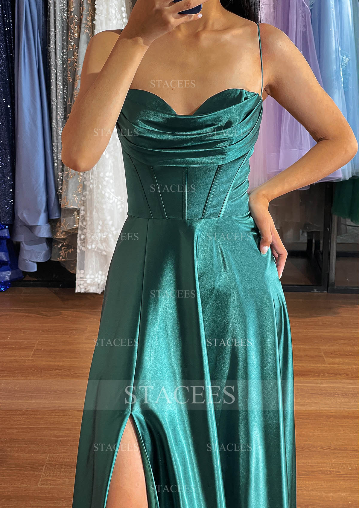 A-line Sweetheart Long/Floor-Length Charmeuse Dress With Pleated Split - Prom  Dresses - Stacees.co.uk