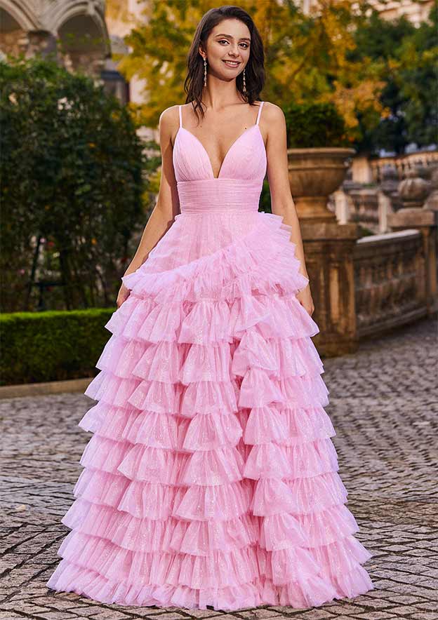 knee length dresses for ladies Ava Presley Leopard Ruffle Chiffon Prom Dress 42303 main image 1