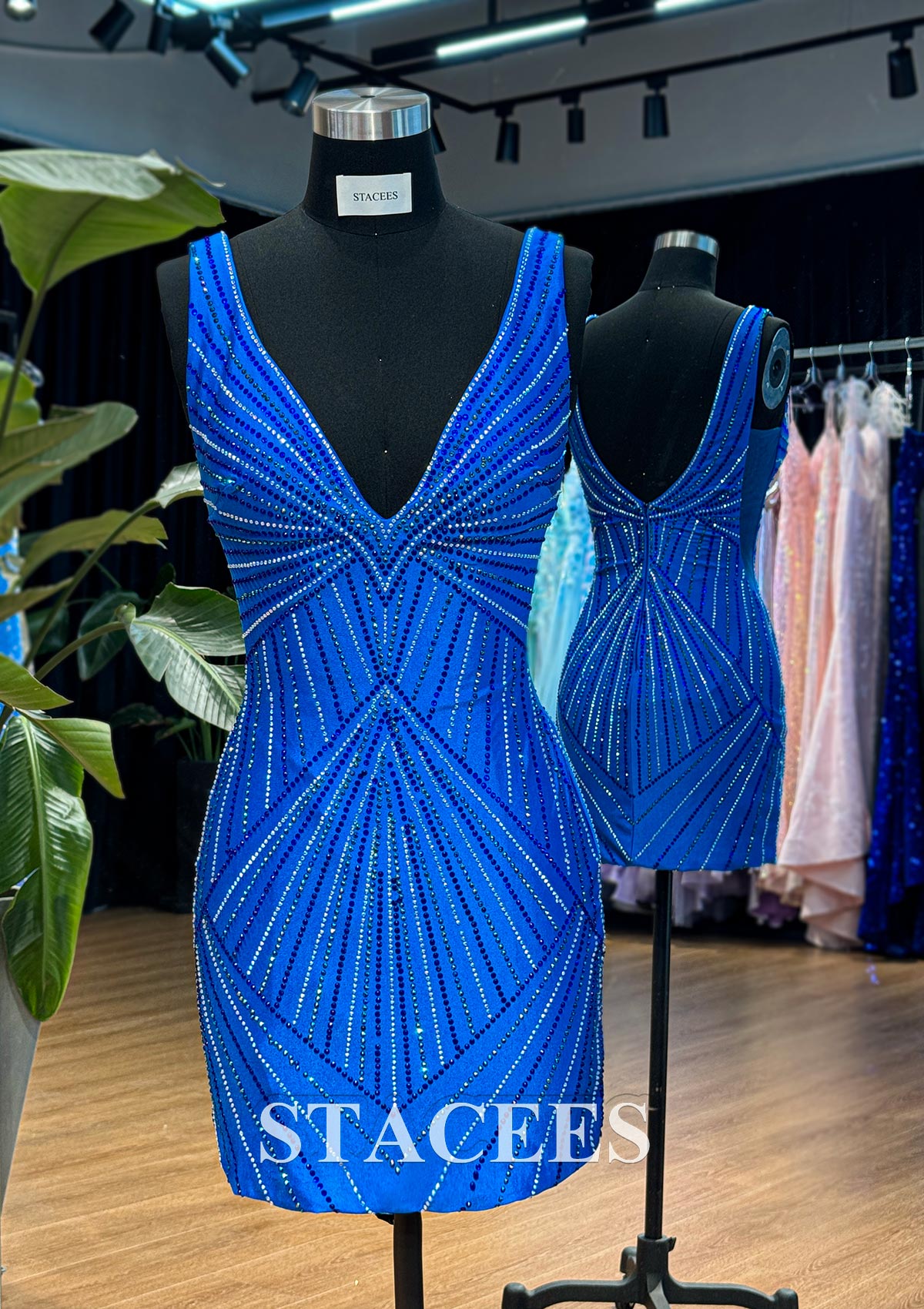 Stacees Sheath V Neck Short Beading Homecoming Dress