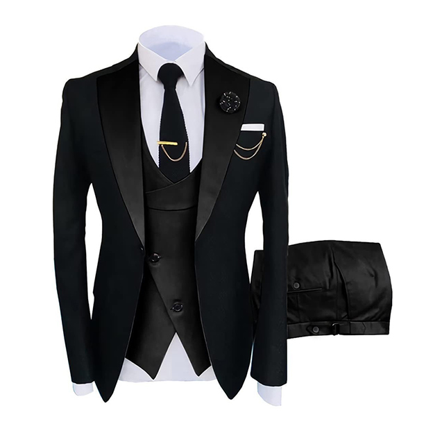 3 Pieces High Quality Brown & Black Shawl Lapel Party Prom Suit for Men