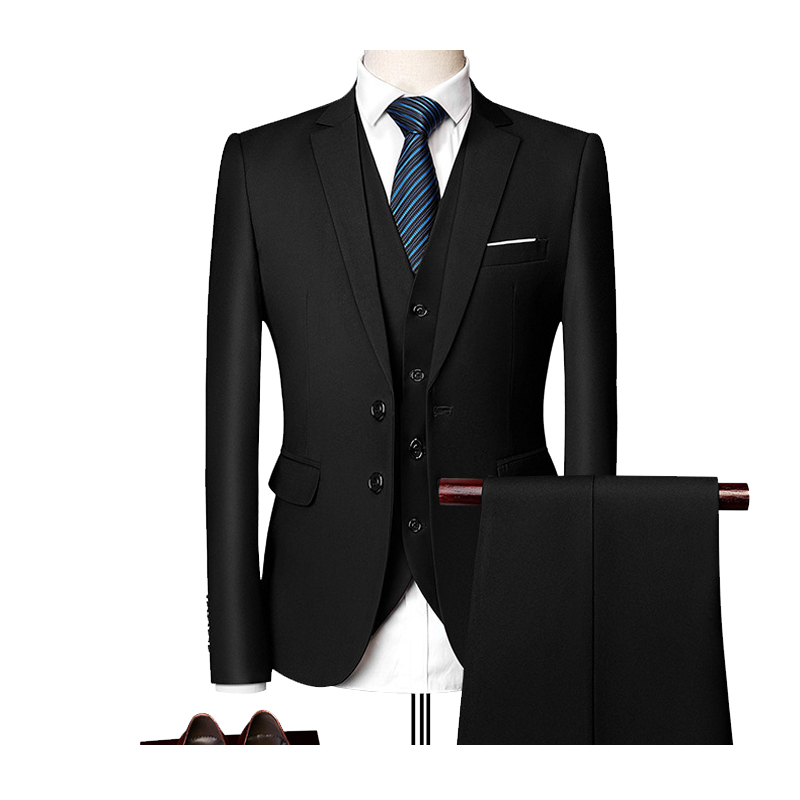 Notch Lapel Single Breasted 3 Piece Men's Wedding Suit