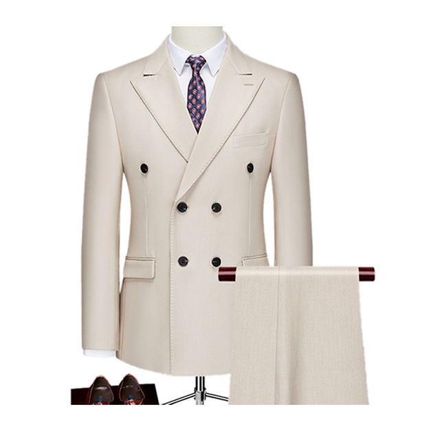 Notch Lapel Double-breasted 2 Piece Men's Wedding Suit 