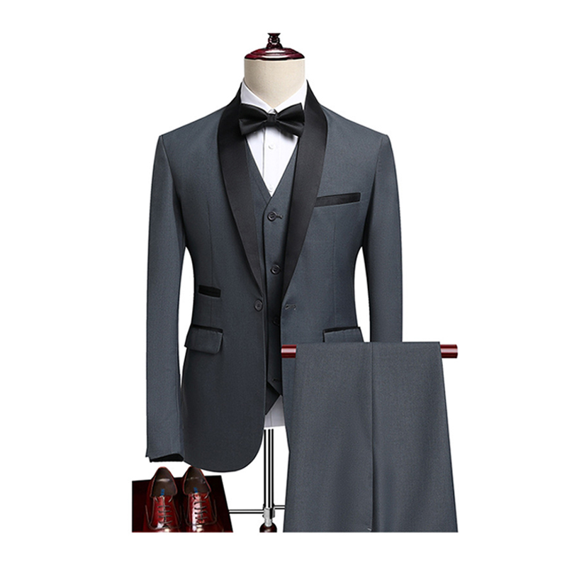 Shawl Lapel Single Breasted 3 Piece Men's Wedding Suit