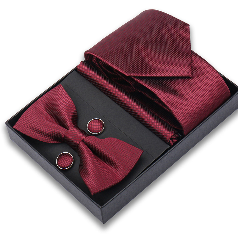 Set de corbata clásica de poliéster a cuadros para hombre