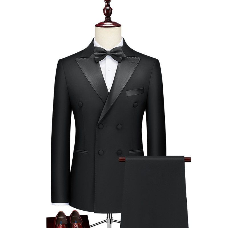 Peak Lapel 2 Piece Double-breasted Men's Wedding Suit 