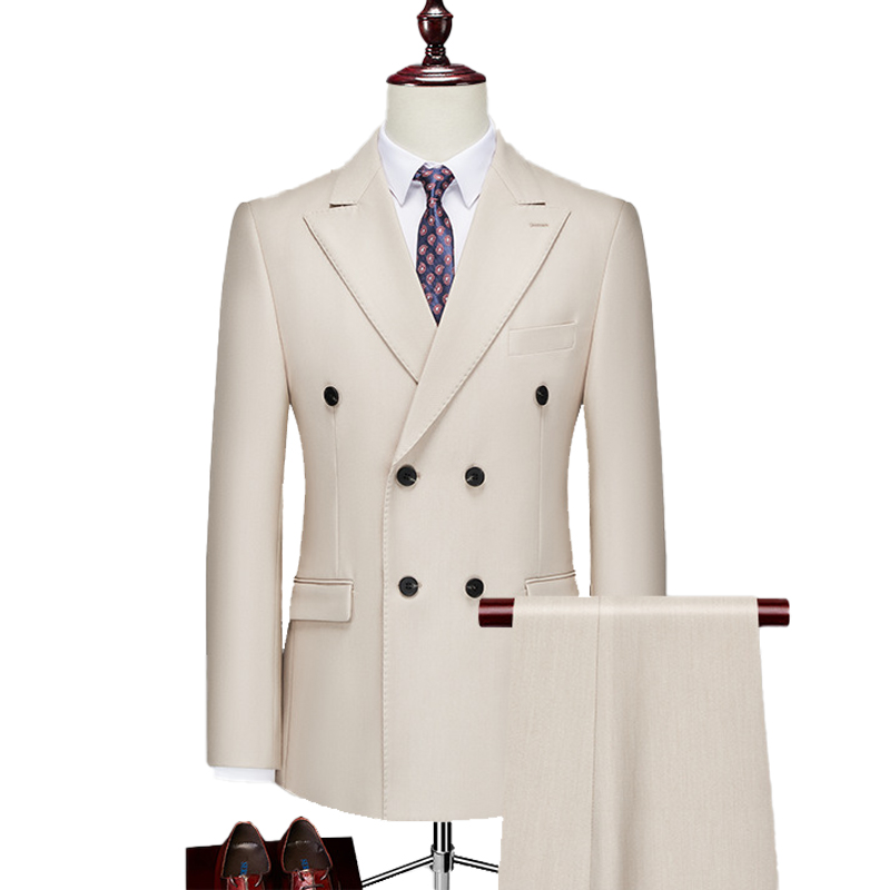 Notch Lapel Double-breasted 2 Piece Men's Wedding Suit 