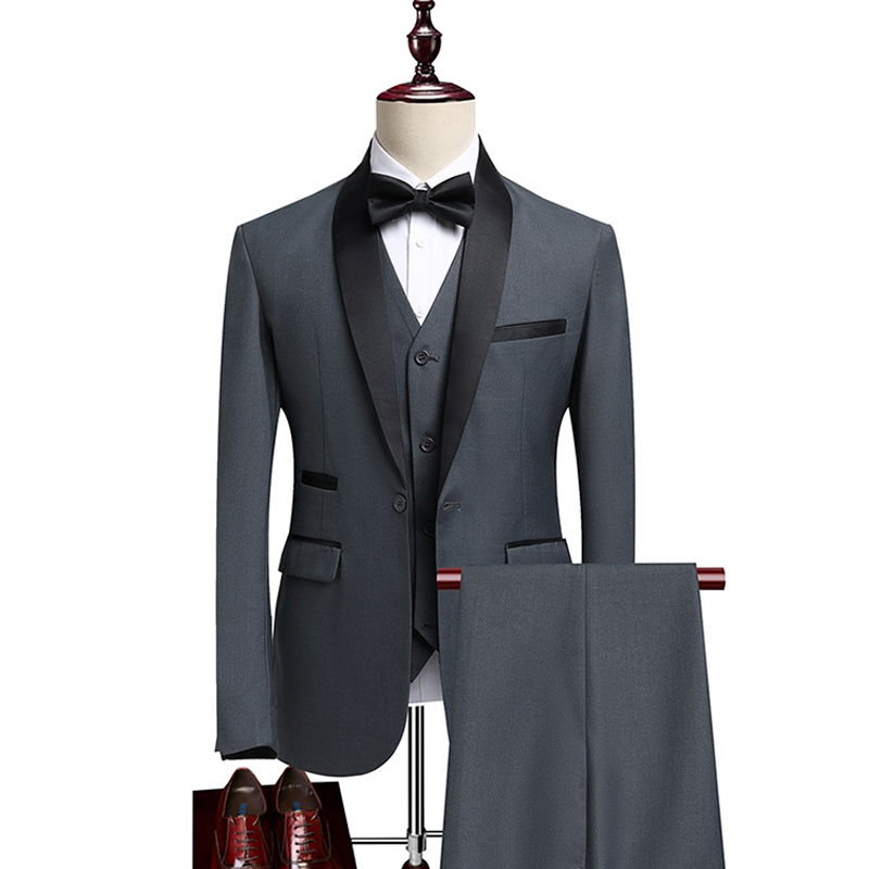 Revers châle simple boutonnage 3 pièces costume homme pour mariage