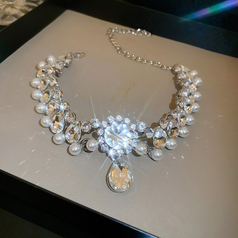 Unique Charm Alloy Imitation Pearls Necklace with Cubic Zirconia