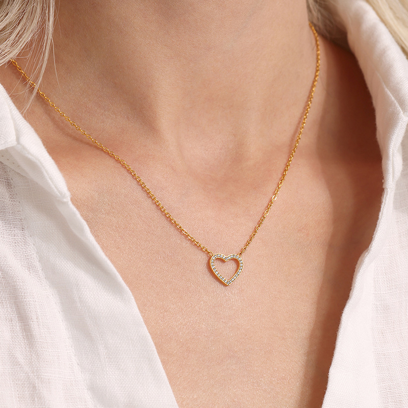 Romantic Sweet Copper Necklace with Cubic Zirconia