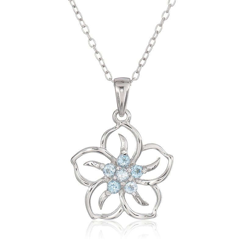 Elegant Fashionable Female Birthstone Flower Pendant Necklace