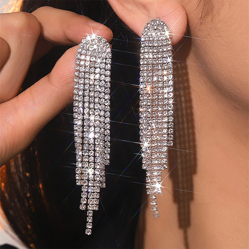 Exquisite Gorgeous Women's Fringe Rhinestones Earrings