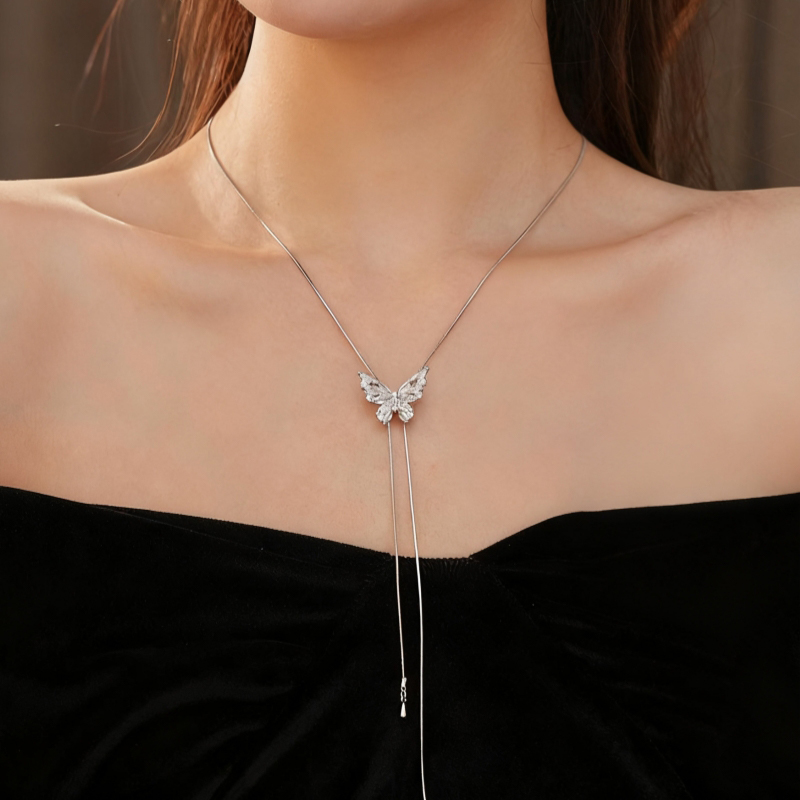 Attractive Stylish Female Copper Butterfly Adjustable Necklace 