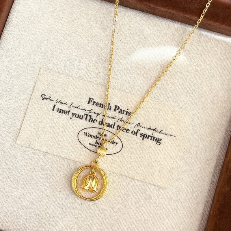 Charming Chic Women's Circle Flower Copper Necklace