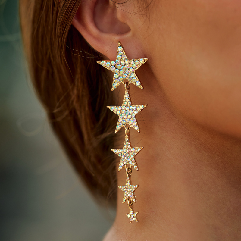 Exquisite Sparkling Girls' Alloy Earrings with Rhinestone
