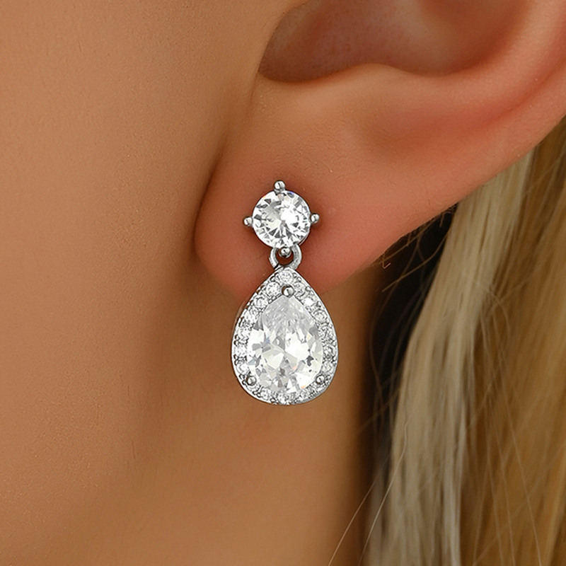 Attractive Stylish Women's Drops Alloy Earrings with Cubic Zirconia Rhinestone