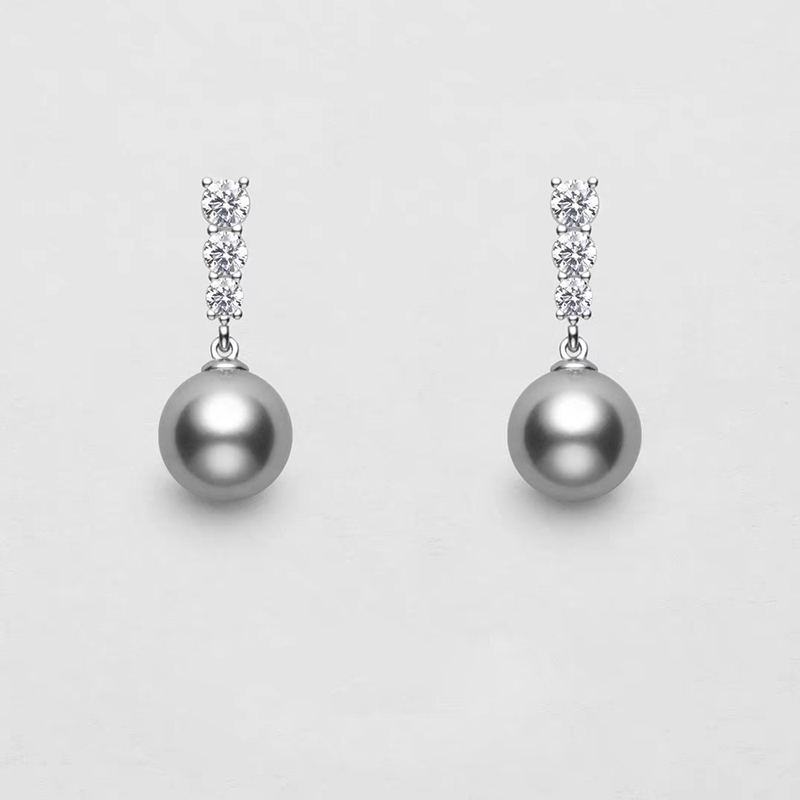 Pendientes encantadores elegantes de cobre con zirconio cúbico y perlas de imitación para mujer