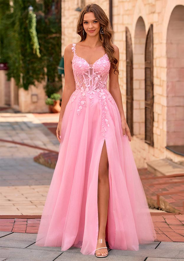 slim fit dress slacks Pink Glitter Tulle Sweetheart Strapless A-Line Prom Dresses, CP1019 US2 / Custom Color(Leaving A note) main image 0