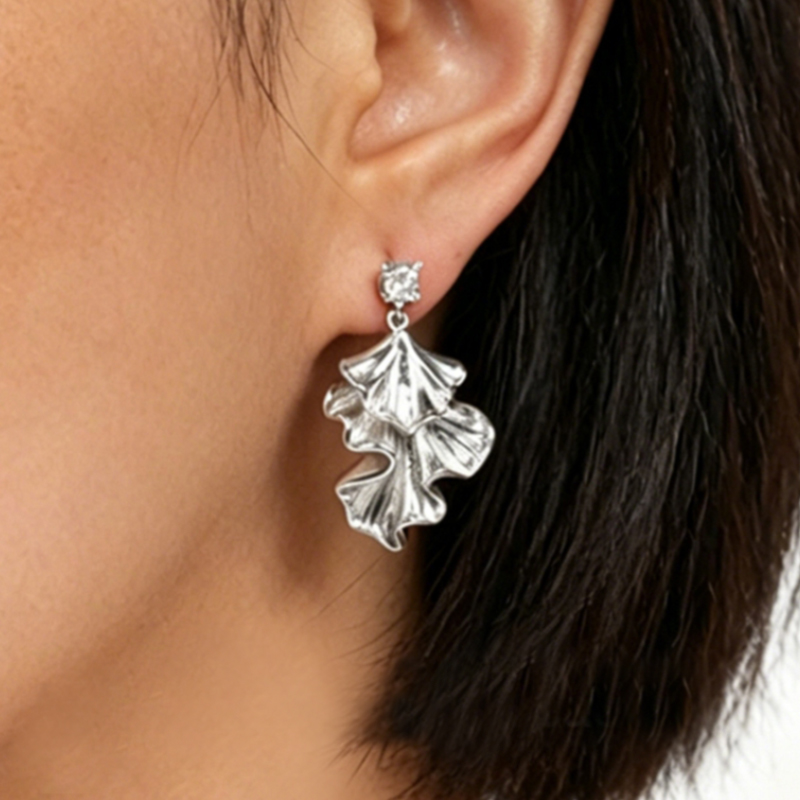 Chic Elegant Women Female Leaf Alloy Earrings